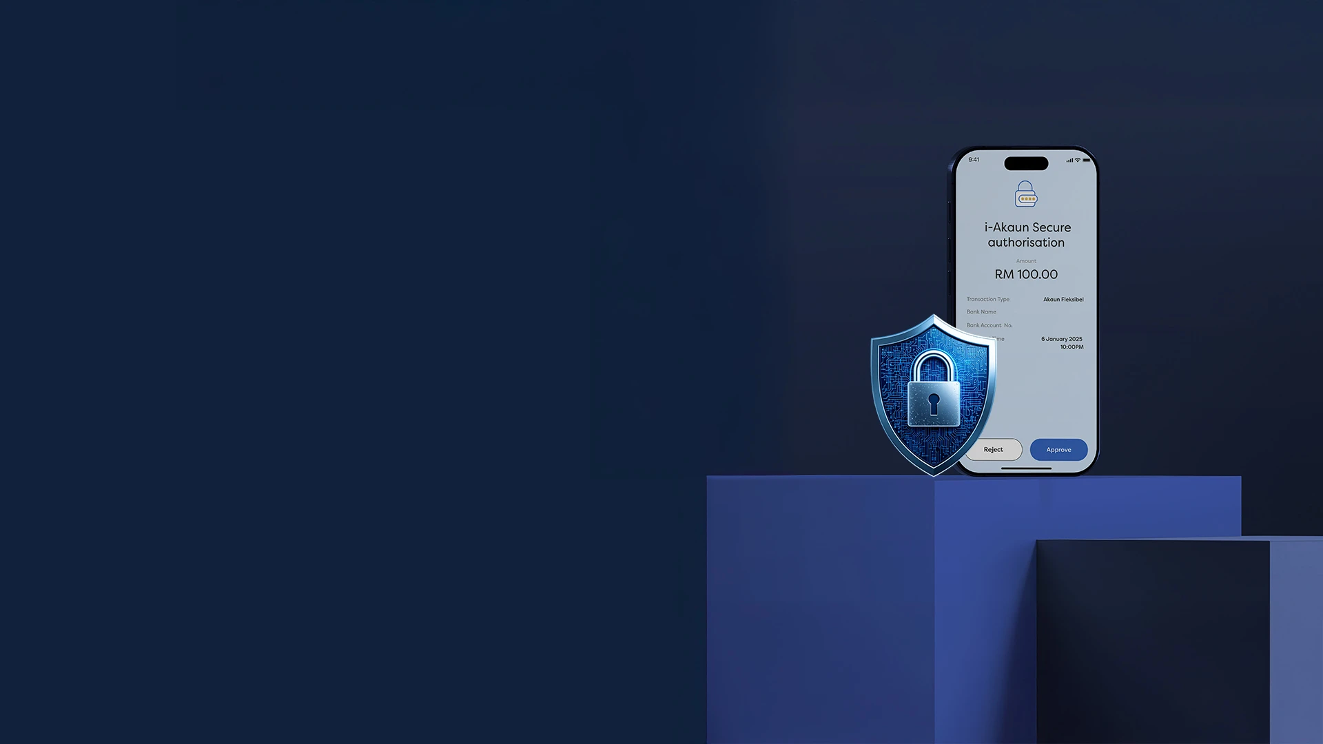 Smartphone shows secure authorization screen with shield and lock icon.